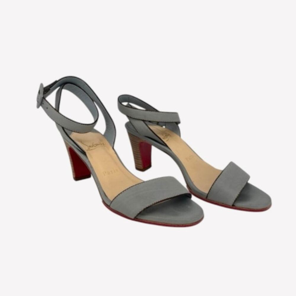 Christian Louboutin Miss Jane Baby Blue Patent Heel Sandals Size 35.5 COA